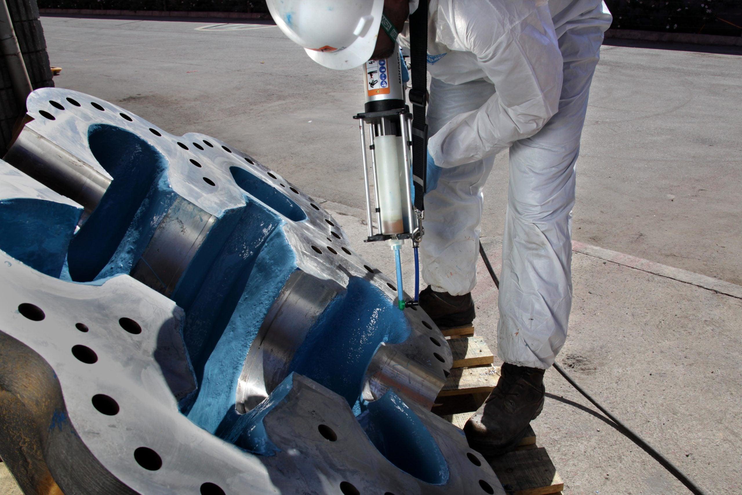 Ceramic polymer coating applied to industrial pump