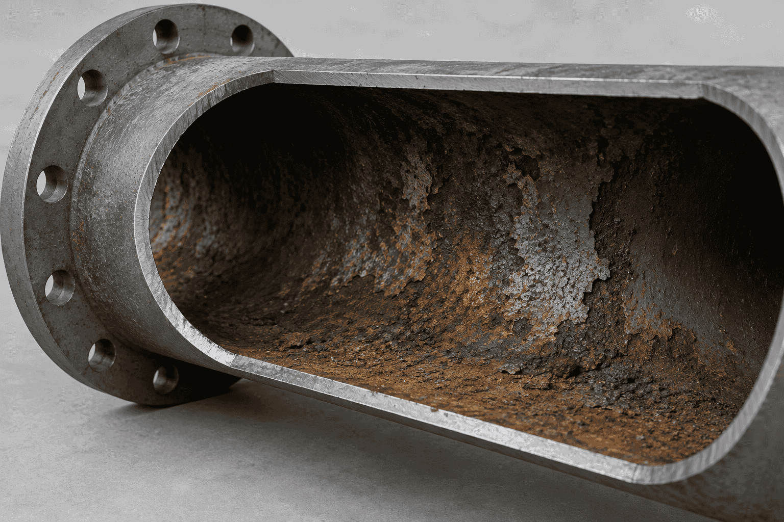Internal corrosion in industrial pipeline
